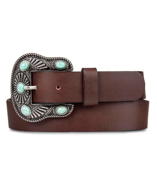 Lucky Brand Turquoise Studded Western Buckle Belt