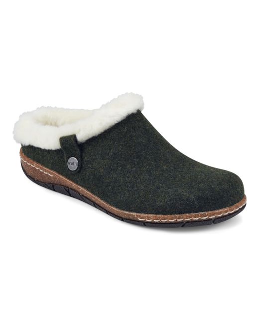 Earth Elena Cold Weather Round Toe Casual Slip On Clogs Faux Fur