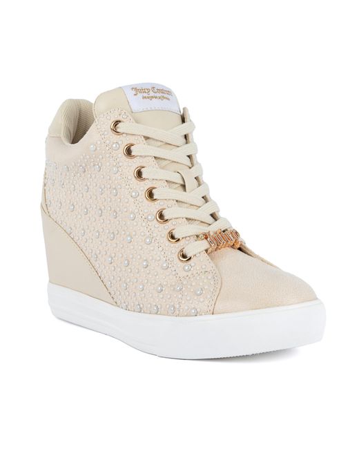 Juicy Couture Jiggle Embellished Lace-Up Wedge Sneakers