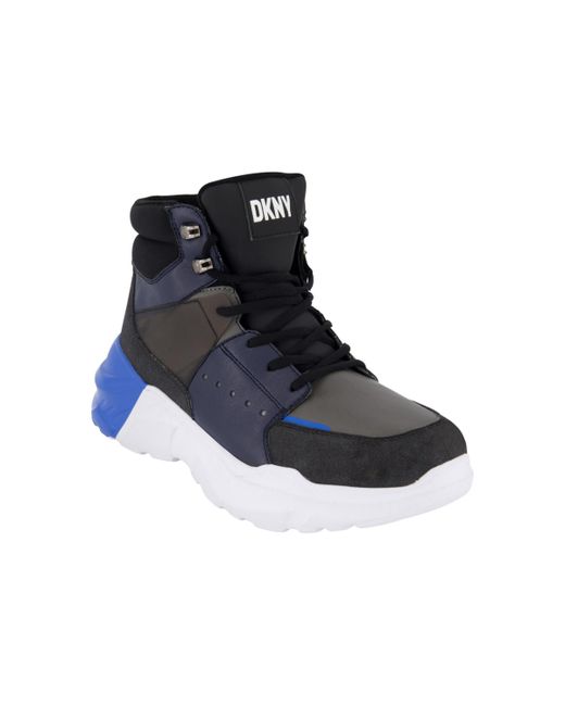 Dkny Mixed Media Two Tone Lightweight Sole Hi Top Sneakers