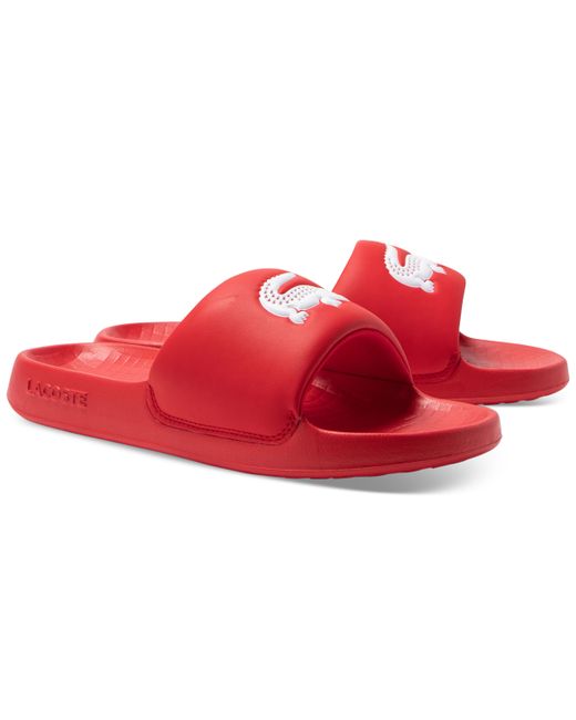 Lacoste Croco 1.0 Slip-On Slide Sandals White
