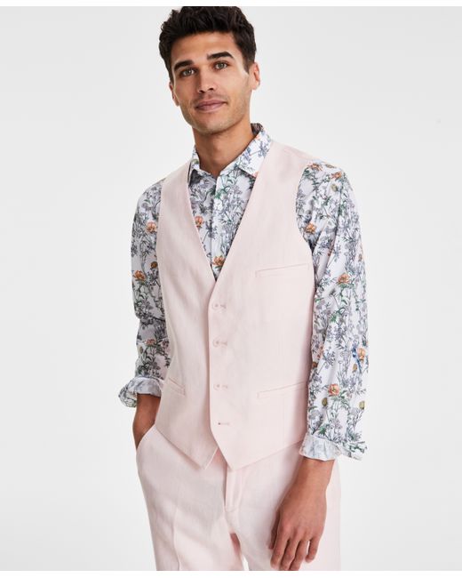 Bar III Slim-Fit Linen Suit Vest Created for Macy