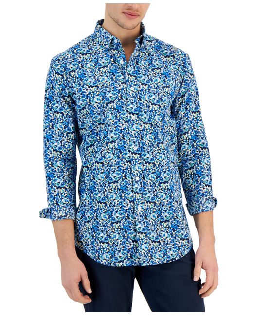 Club Room Crowd Regular-Fit Floral-Print Button-Down Poplin Shirt Created for