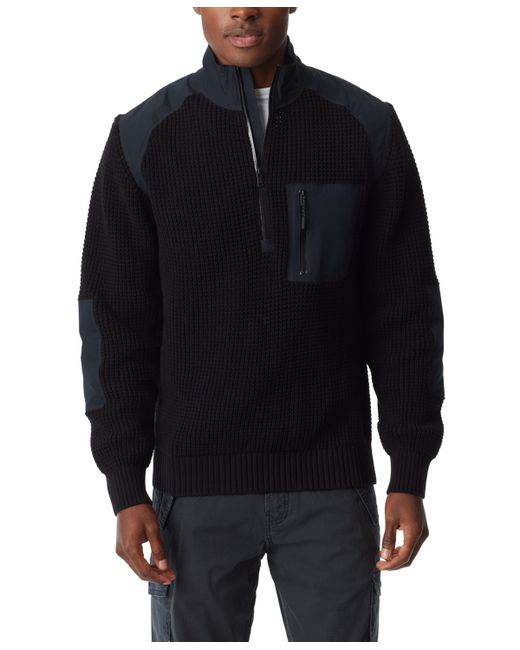 Bass Outdoor Quarter-Zip Long Sleeve Pullover Patch Sweater asphalt