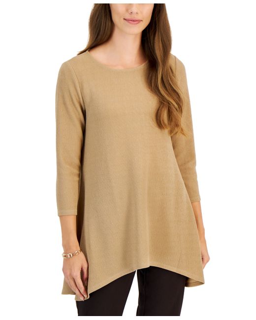 Jm Collection New Shine Solid 3/4 Sleeve Knit Top Created for Macy