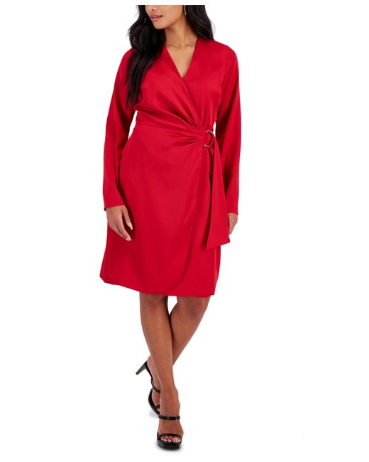I.N.C. International Concepts Petite Long-Sleeve Wrap Dress Created for