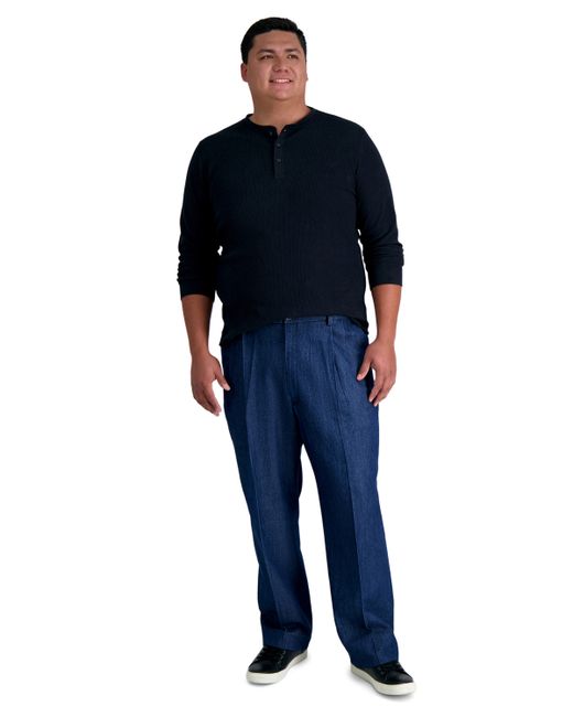Haggar Big Tall Stretch Denim Classic-Fit Pleated Pants