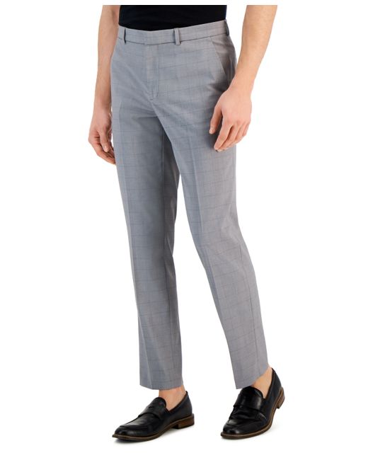 Perry Ellis Portfolio Slim-Fit Tonal Windowpane Dress Pants