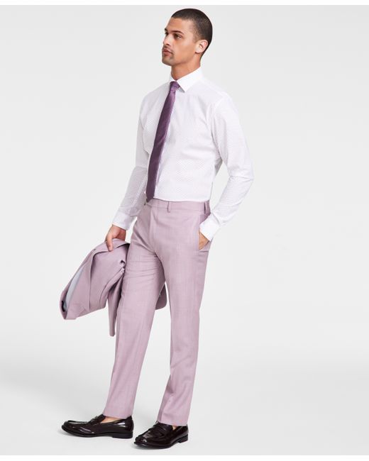 Calvin Klein Slim-Fit Wool-Blend Stretch Sharkskin Suit Separate Pants
