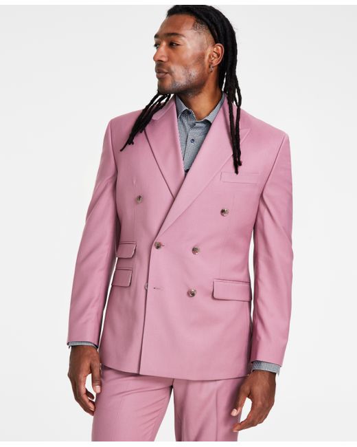 Tayion Collection Classic-Fit Solid Double-Breasted Suit Jacket