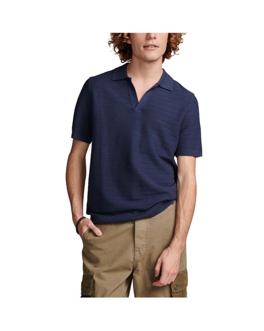 Lucky Brand Crochet Johnny Collar Short Sleeve Polo Shirt