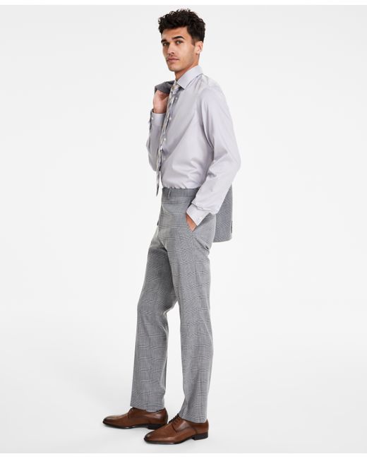 Dkny Modern-Fit White Plaid Suit Separate Pants white