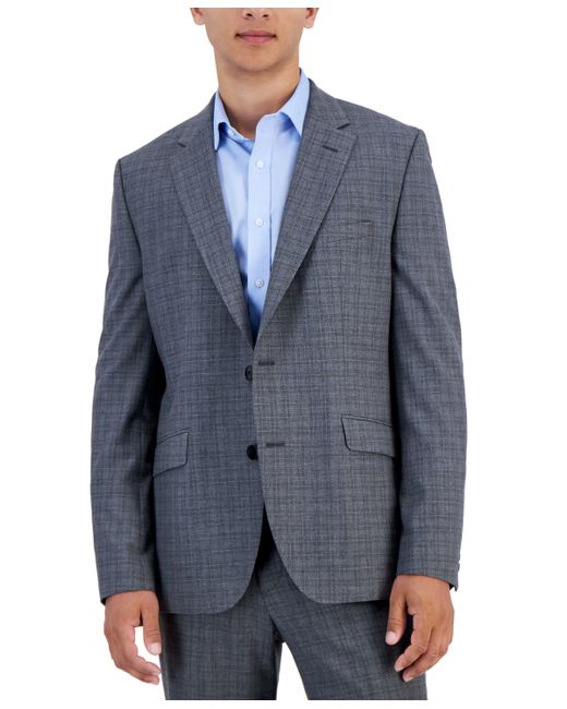 Hugo Boss by Boss Wool Blend Modern-Fit Check Suit Separate Jacket blue