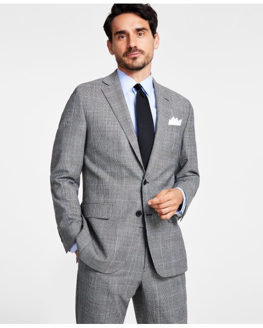 Brooks Brothers B by Classic-Fit Plaid Wool-Blend Stretch Suit Jacket