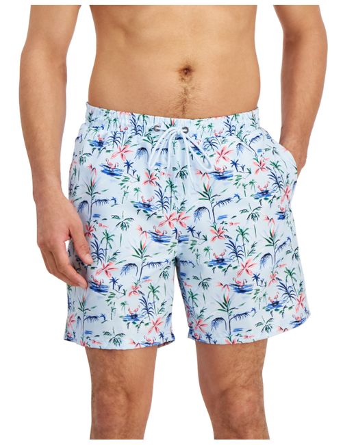 Club Room Flamingo Floral-Print Quick-Dry 7 Swim Trunks Created for