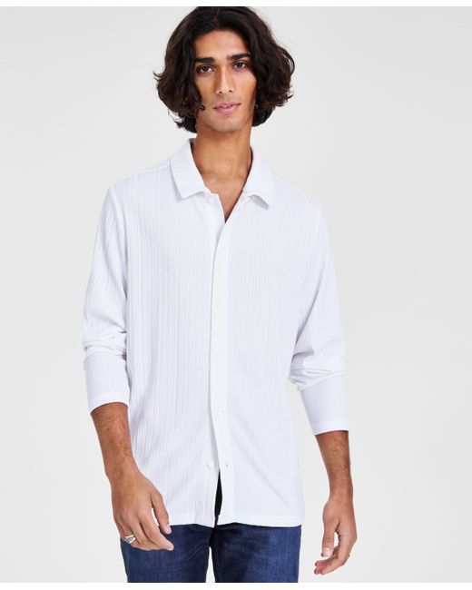 I.N.C. International Concepts Regular-Fit Ribbed-Knit Button-Down Shirt Created for