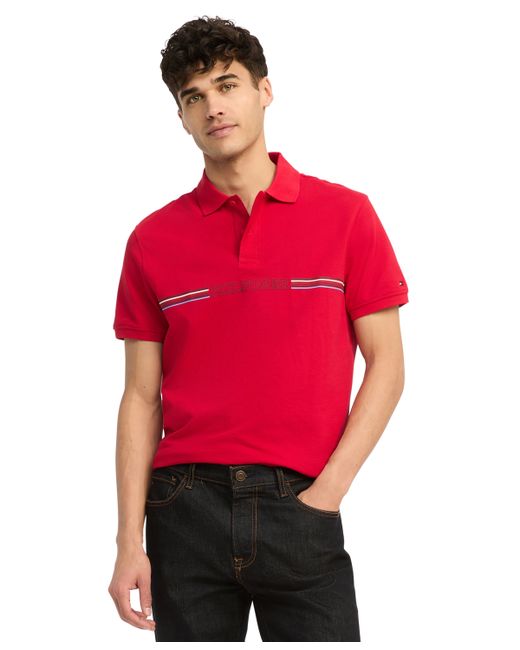 Tommy Hilfiger Striped Chest Short Sleeve Polo Shirt