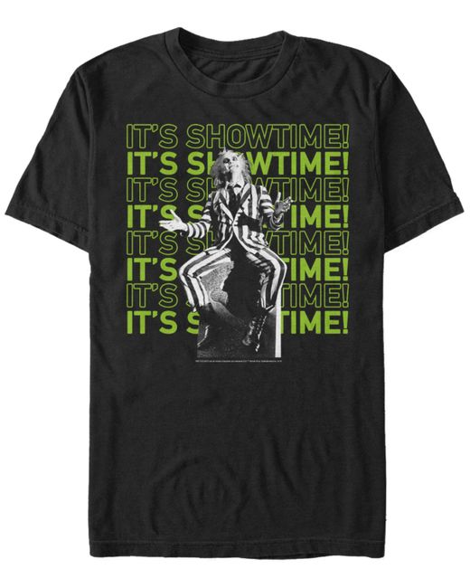 Fifth Sun Beetlejuice Its Showtime Repeating Text Short Sleeve T-shirt