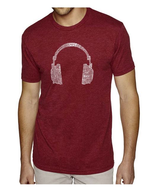 La Pop Art Premium Blend Word Art T-Shirt Headphones Music Genres