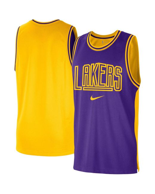 Nike Gold Los Angeles Lakers Courtside Versus Force Split Dna Performance Mesh Tank Top