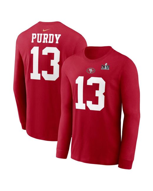 Nike Brock Purdy San Francisco 49ers Super Bowl Lviii Patch Player Name and Number Long Sleeve T-shirt