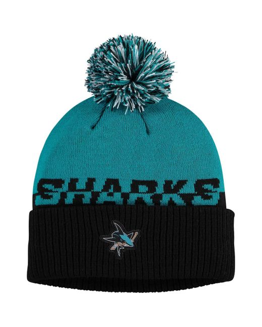 Adidas Teal San Jose Sharks Cold.Rdy Cuffed Knit Hat with Pom