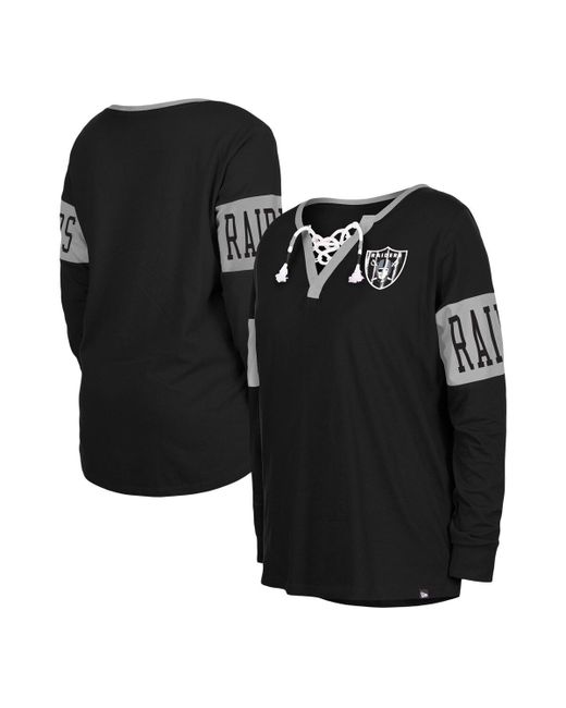 New Era Las Vegas Raiders Lace-Up Notch Neck Long Sleeve T-shirt