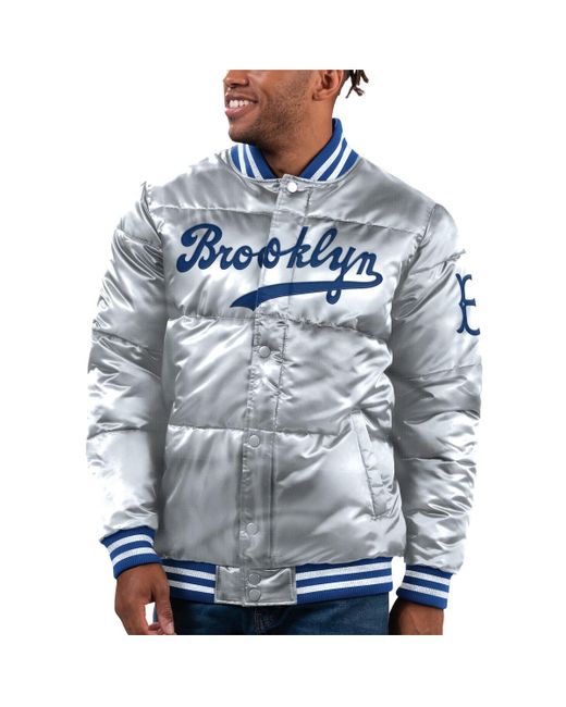 Starter Brooklyn Dodgers Cooperstown Collection Bronx Satin Full-Snap Bomber Jacket
