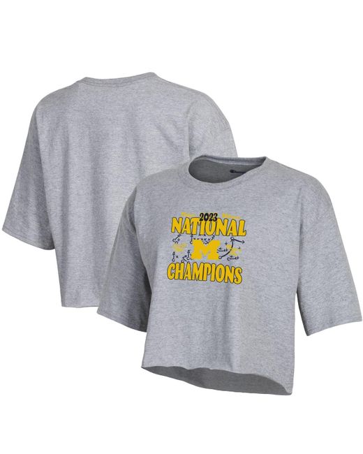 Champion Michigan Wolverines College Football Playoff 2023 National Champions Boyfriend Crop T-shirt