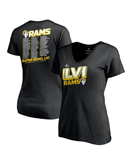 Fanatics Los Angeles Rams Super Bowl Lvi Bound Tilted Roster V-Neck T-shirt