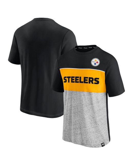 Fanatics Heathered Gray Pittsburgh Steelers Colorblock T-shirt