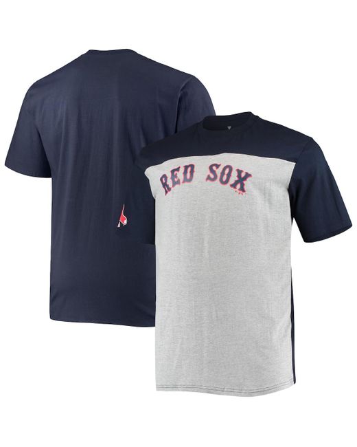 Fanatics and Heathered Gray Boston Red Sox Big Tall Colorblock T-shirt