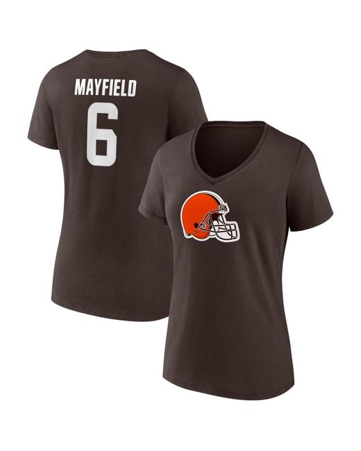 Fanatics Baker Mayfield Cleveland Browns Player Icon Name and Number V-Neck T-shirt