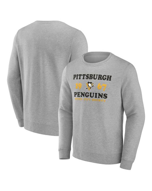 Fanatics Heather Pittsburgh Penguins Fierce Competitor Pullover Sweatshirt