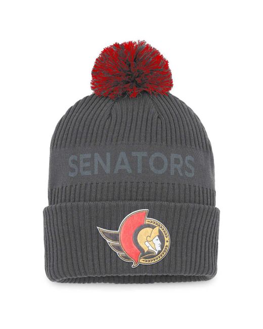 Fanatics Ottawa Senators Authentic Pro Home Ice Cuffed Knit Hat with Pom