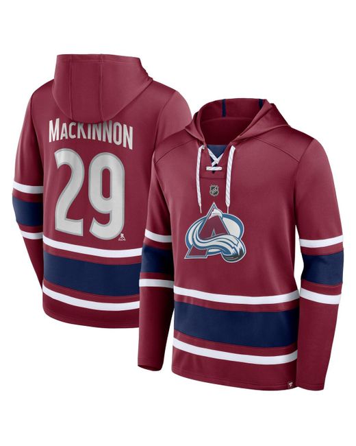 Fanatics Nathan MacKinnon Colorado Avalanche Name and Number Lace-Up Pullover Hoodie