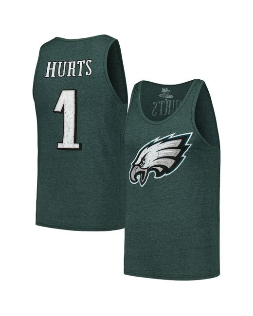 Majestic Threads Jalen Hurts Philadelphia Eagles Player Name and Number Tri-Blend Tank Top