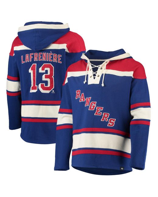 '47 Brand Alexis Lafreniere New York Rangers Player Name and Number Lacer Pullover Hoodie