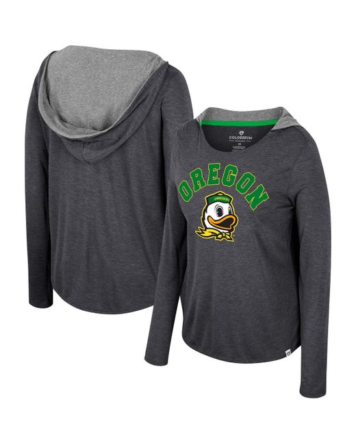 Colosseum Oregon Ducks Distressed Heather Long Sleeve Hoodie T-shirt