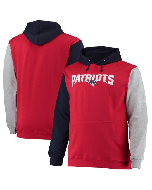 Profile Red New England Patriots Big and Tall Pullover Hoodie