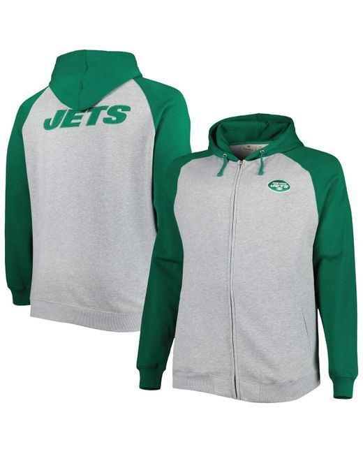 Profile New York Jets Big and Tall Fleece Raglan Full-Zip Hoodie Jacket
