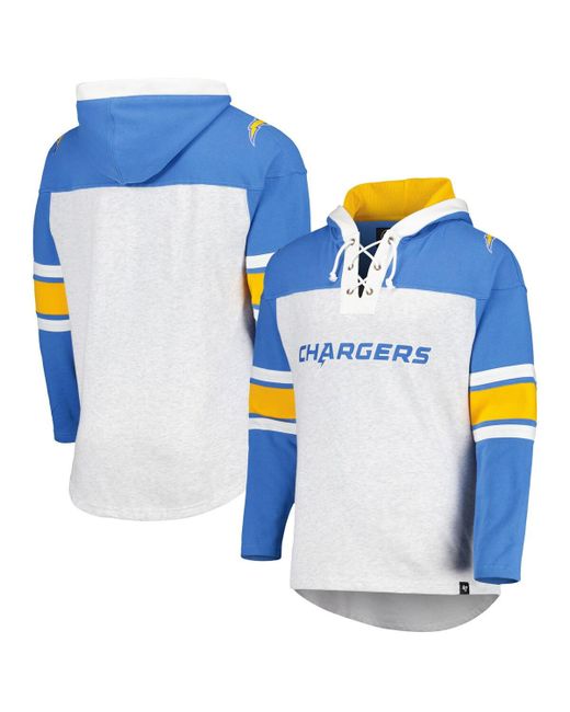 '47 Brand 47 Brand Los Angeles Chargers Heather Gridiron Lace-Up Pullover Hoodie