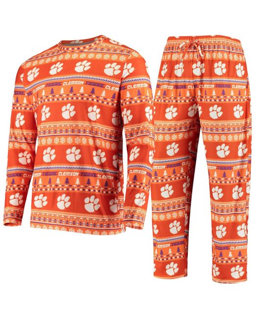 Concepts Sport Clemson Tigers Ugly Sweater Knit Long Sleeve Top and Pant Set