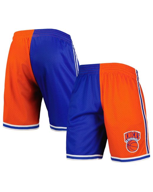 Mitchell & Ness Orange New York Knicks Hardwood Classics 1991 Split Swingman Shorts