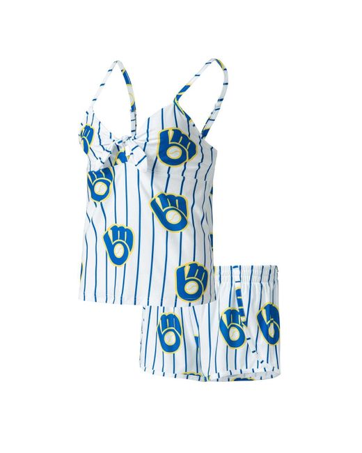 Concepts Sport Milwaukee Brewers Reel Allover Print Tank Top and Shorts Sleep Set