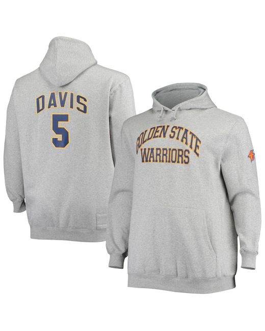 Mitchell & Ness Baron Davis Heather Gray Golden State Warriors Big and Tall Name Number Pullover Hoodie