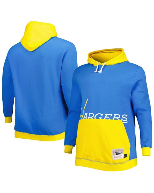 Mitchell & Ness and Gold Los Angeles Chargers Big Tall Face Pullover Hoodie