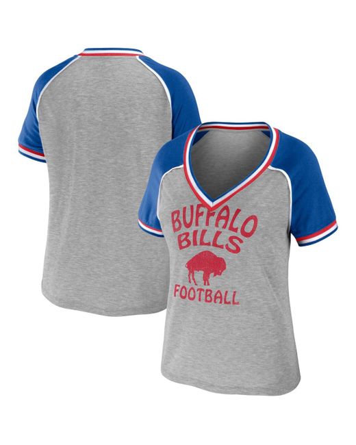 Wear By Erin Andrews Buffalo Bills Throwback Raglan V-Neck T-shirt