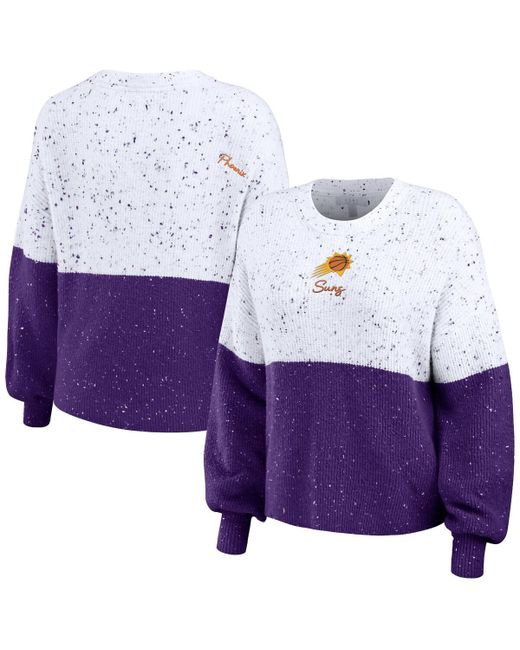 Wear By Erin Andrews Purple Phoenix Suns Block Pullover Sweater