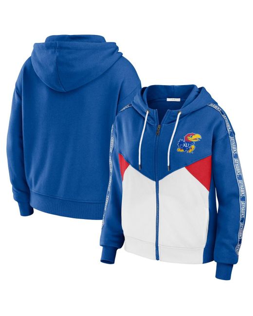Wear By Erin Andrews Kansas Jayhawks Colorblock Full-Zip Hoodie Jacket